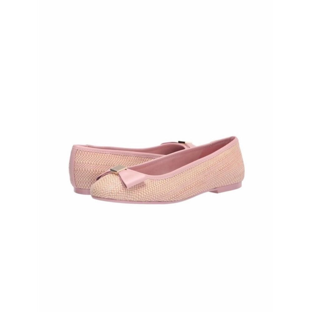 TED BAKER Sualli Bow Raffia Pink Ballet Flat Size 39.5 / 9